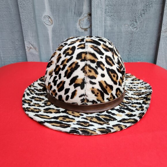 Vintage Leopard Print Faux Fur Hat With Union Label Made in Canada - Picture 1 of 9